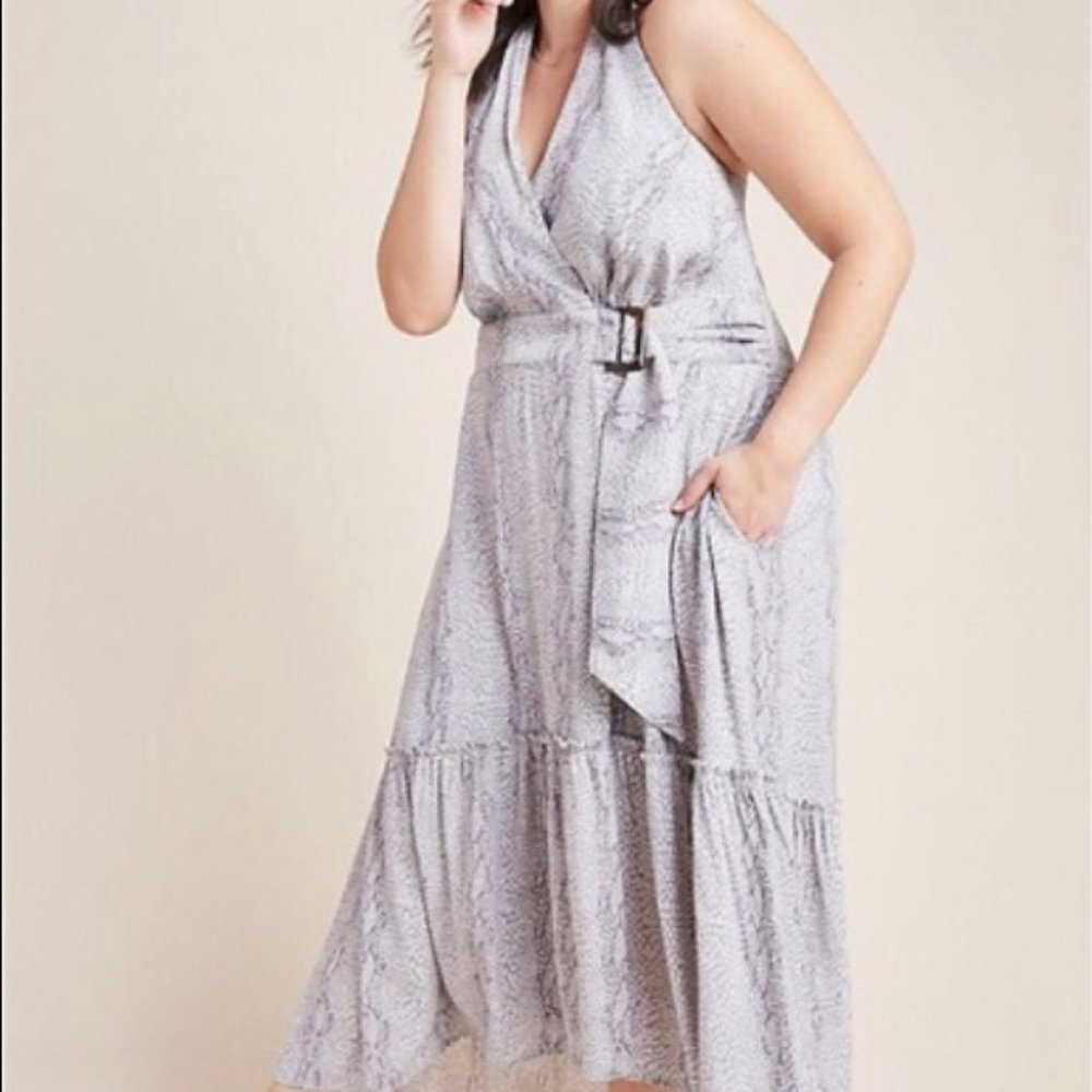 Anthropologie Snake Print Halter Dress